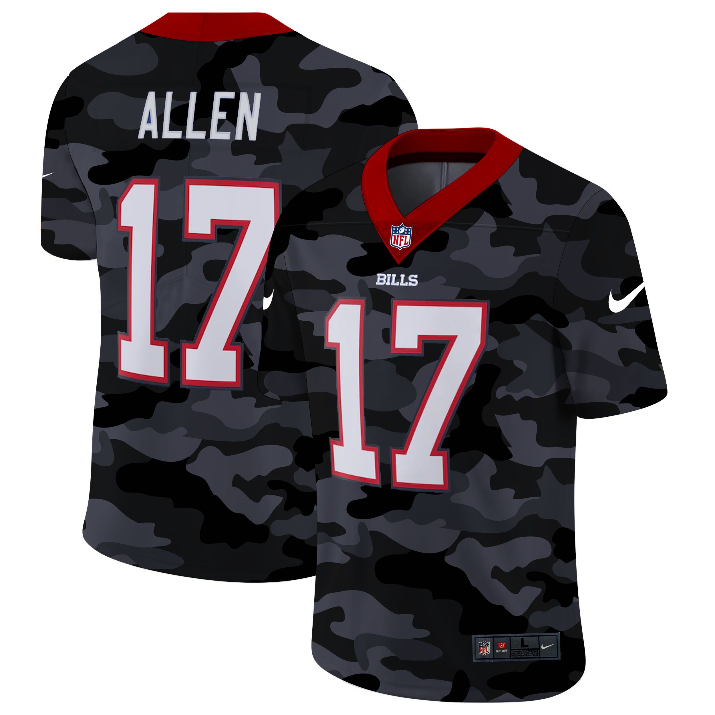 Men Buffalo Bills #17 Allen 2020 Nike Camo Salute to Service Limited NFL Jerseys